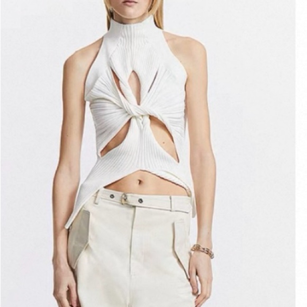 Textured woven tank top in s